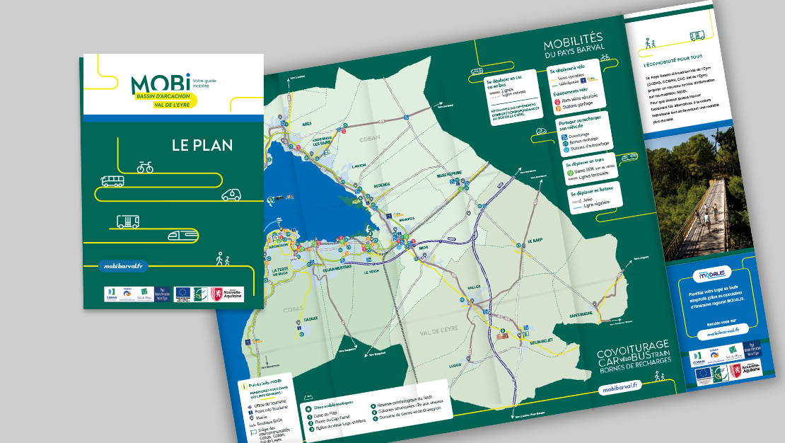 Plan des déplacements sur le Bassin d’Arcachon-Val de l’Eyre (format poche).