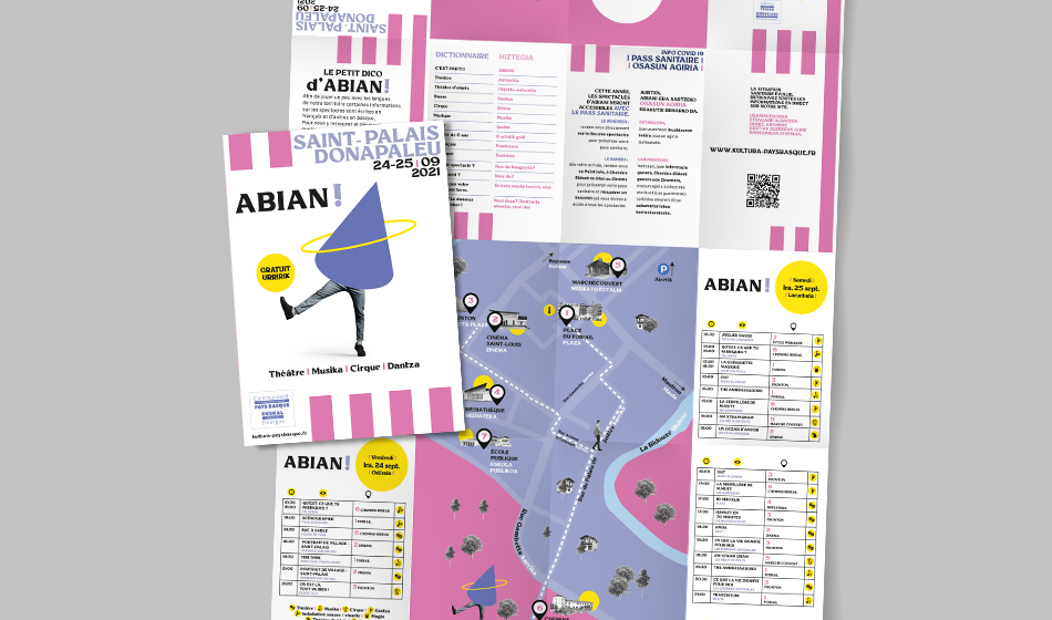 Flyer dépliant utilisé par le public du Festival ABIAN (format poche)