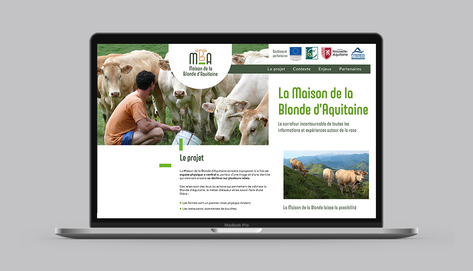 Site "one page" afin de présenter et promouvoir le projet de la Maison de la Blonde d'Aquitaine