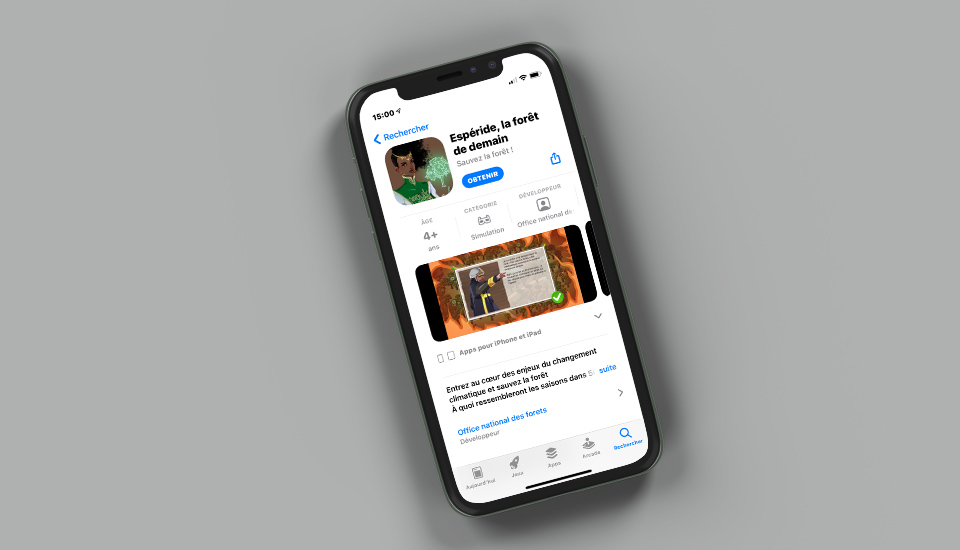 Espéride, disponible sur le web, iOS et Android